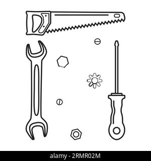 Vector illustration. A set of Labor Day icons in a linear style. Stock Vector