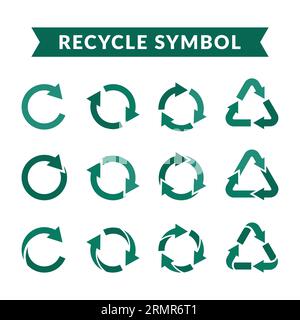 recycle icon symbol vector. recycling illustration, rotation arrow icon set isolated background Stock Vector