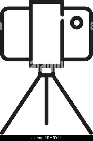 Smartphone on a tripod. Filming or taking pictures. Pixel perfect, editable stroke Stock Vector