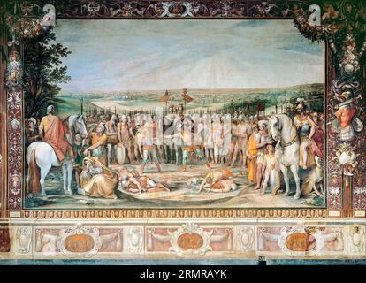 Giuseppe Cesari, Combat of the Horatii and the Curiatii, fresco painting, 1612-1613 Stock Photo