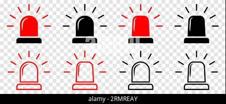 Set of flasher icons. Police and ambulance symbol. Vector illustration isolated on transparent background Stock Vector