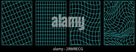 Retro futuristic backgrounds set. Vector illustration Stock Vector