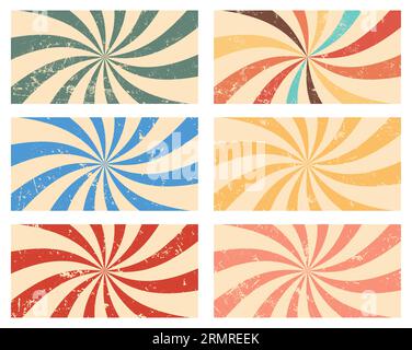 Set of retro rays grunge backgrounds. Vector illustration Stock Vector