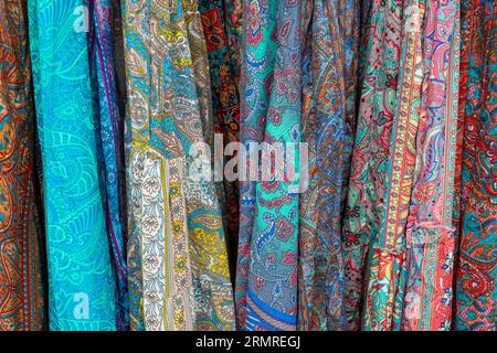 colorful fabric clothes texture background Stock Photo
