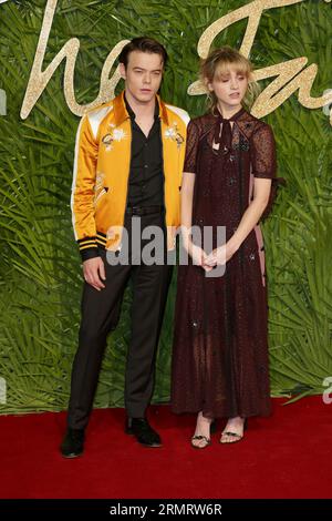 Charlie Heaton and Natalia Dyer attend  The Fashion Awards 2017 at Royal Albert Hall in London. Stock Photo