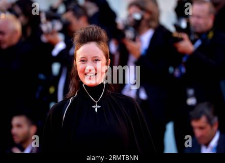 (140827) -- VENICE, Aug. 27, 2014 -- Actress Andrea Riseborough poses on the red carpet during the Birdman premiere and the opening ceremony of the 71st Venice International Film Festival on the Lido island of Venice, Italy, Aug. 27, 2014. The 71st Venice International Film Festival kicked off on Wednesday.) ITALY-VENICE-FILM FESTIVAL-OPENNING-RED CARPET XuxNizhi PUBLICATIONxNOTxINxCHN   Venice Aug 27 2014 actress Andrea Riseborough Poses ON The Red Carpet during The Birdman Premiere and The Opening Ceremony of The 71st Venice International Film Festival ON The Lido Iceland of Venice Italy Aug Stock Photo