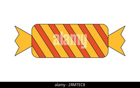 Chocolate candy in wrapped paper flat line color isolated vector object Stock Vector
