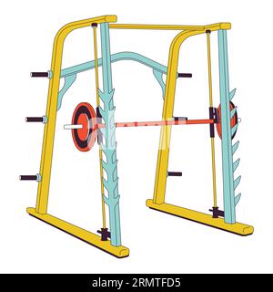 Smith machine for weight training flat line color isolated vector object Stock Vector