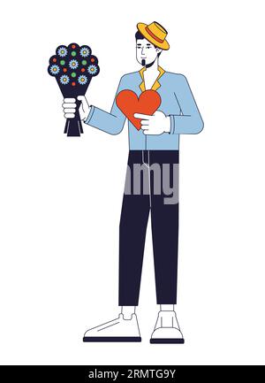 Lover flat line color vector character Stock Vector