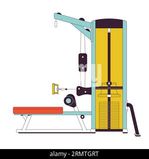 Seated cable row machine flat line color isolated vector object Stock Vector