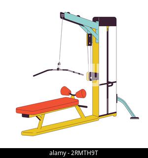 Lat pulldown machine flat line color isolated vector object Stock Vector