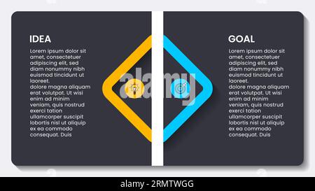 Infographic template with 2 options or steps. Idea and goal concept. Can be used for workflow layout, diagram, banner, webdesign. Vector illustration Stock Vector
