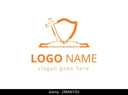 Church logo With Letter Concept. Christian sign symbols. The cross of Jesus logo for christian church Stock Vector