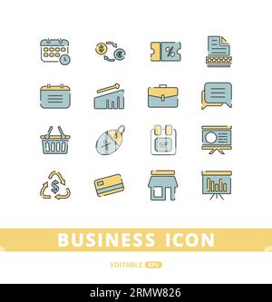 Set of vector line icons of business and finance for modern concepts, web and apps. isolated on white background Stock Vector
