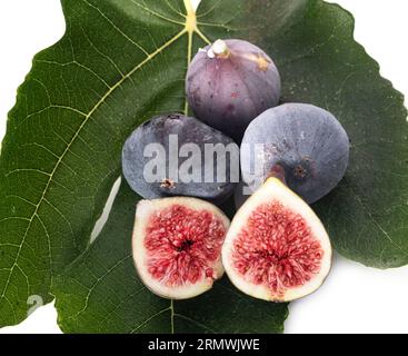 purple figs in front of white background Stock Photo