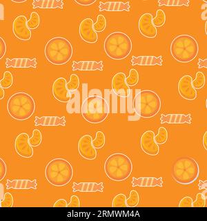 Colored seamless pattern background with orange candies Vector Stock Vector