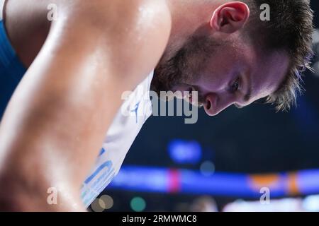 Okinawa, Japan. 30th Aug, 2023. Luka Doncic of Slovenia reacts during the group F first round match between Slovenia and Cape Verde at the FIBA World Cup 2023 in Okinawa, Japan, Aug. 30, 2023. Credit: Zhang Xiaoyu/Xinhua/Alamy Live News Stock Photo