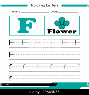 Tracing Letters F, Tracing Letters Vector, Alphabet Letter Design,Alphabet Letter Design, Alphabet Letter illustration, Latter Art, lettering illustra Stock Vector