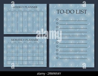 School planner page minimalist abstract design. Categories of notes. Stock Vector