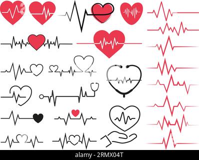 Electrocardiogram ECG heartbeat rhythm line graph icon. EKG vector ...