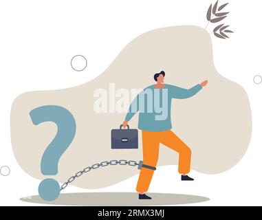 Struggle with unanswered question, problem or difficulty, hard questions or unsolvable quest concept.flat vector illustration. Stock Vector