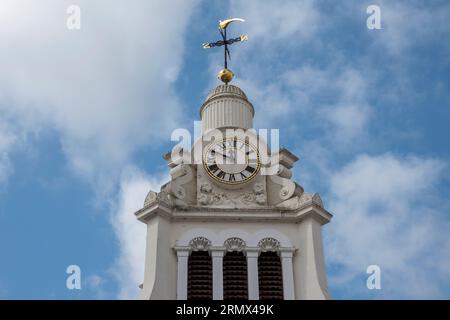 The Library clock tower in Saffron Walden, Essex, England, UK Stock Photo