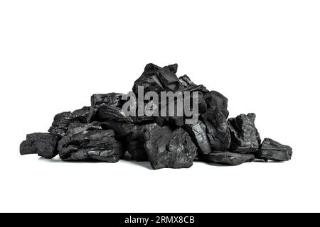 pieces of coal on a white background Stock Photo