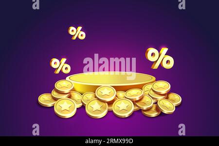 Podium percentage, flyer event product. sale off banner. Vector Stock Vector