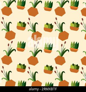 Seamless pattern background with indoor plant icons Vector Stock Vector ...