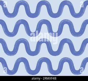 Textured wavy brush line. Geometric vector seamless pattern for wrapping paper. Organic bold stripes background. Stock Vector