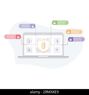 Blockchain technology concept cyber chain illustration useable for both ios and web Stock Vector