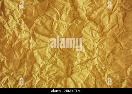 A Yellow Texture Background. Crumpled Paper. Close up Stock Photo