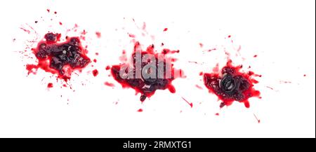 Smashed black currant berries isolated on white background Stock Photo