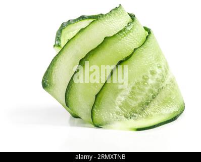 Fresh cut cucumber isolated on white background Stock Photo