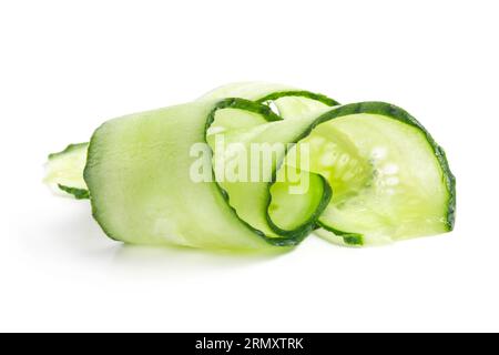 Fresh cut cucumber isolated on white background Stock Photo