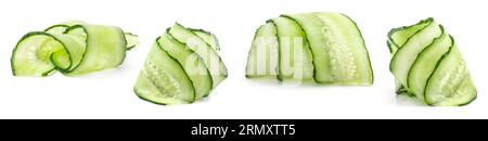 Fresh cuts cucumbers isolated on white background Stock Photo