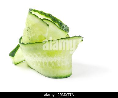 Fresh cut cucumber isolated on white background Stock Photo