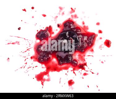 Smashed black currant berries isolated on white background Stock Photo