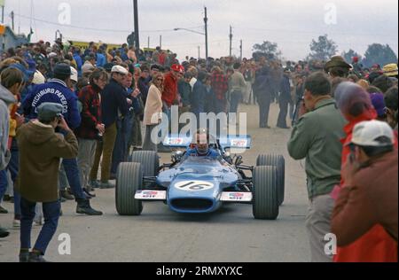 Matra MS84 of Johnny Servoz-Gavin at the 1969 United States Formula 1 Grand Prix at the Watkins Glen Race Course in Watkins Glen New York on October 3-5, 1969, started 15th, Stock Photo