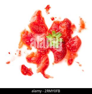 Smashed strawberry isolated on white Stock Photo