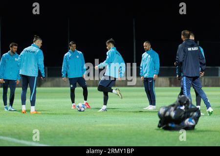 Rijeka, Croatia. 30th Aug, 2023. Players of HNK Rijeka during the training  session at HNK Rijeka Stadium in Rijeka, Croatia, on August 30, 2023. ahead  of the UEFA Conference League playoff 2nd