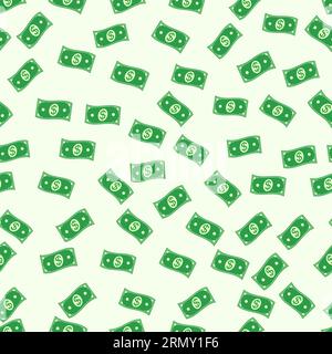 Seamless pattern banknote cash money dollar green money symbol money Stock Vector