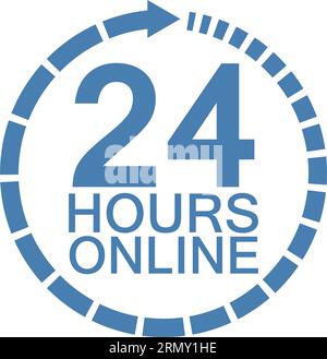 24 online twenty four hour clock online service logo clock Stock Vector