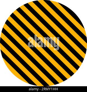 Circle yellow black diagonal stripes safety stripe warning warn caution Stock Vector