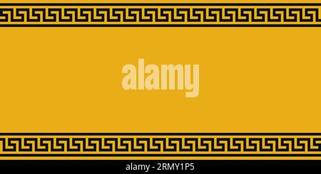Yellow Board black ethno ornament, border  Greek pattern background warnings Stock Vector