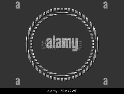 Grey silver metallic circle logo technology background. Vector design Stock Vector
