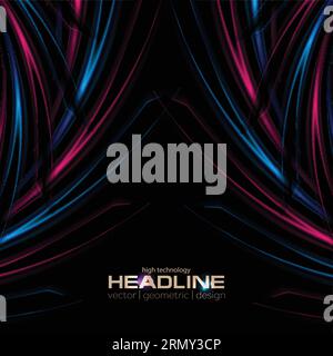 Blue and purple curved shapes abstract background. Vector design Stock Vector