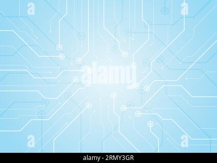 Light blue circuit board chip technology background. Vector graphic design Stock Vector