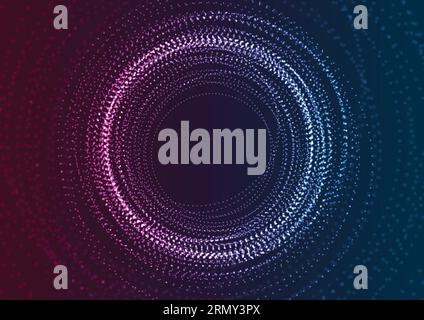 Neon flowing futuristic particles abstract hi-tech background. Vector design Stock Vector