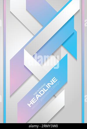 Abstract blue and pink geometric paper flyer design. Vector tech background Stock Vector